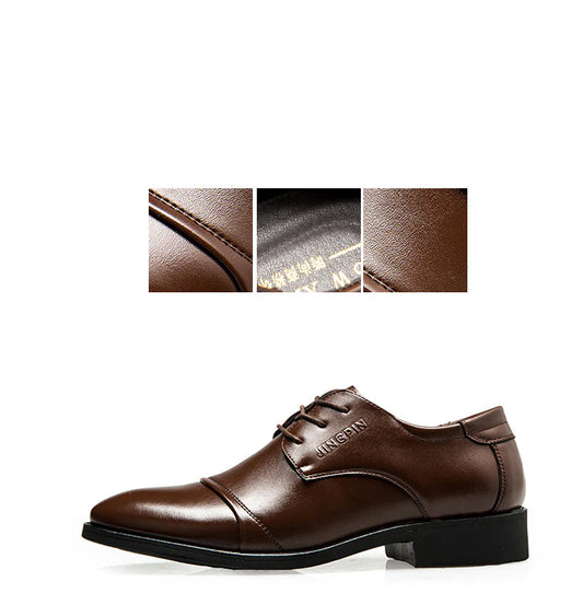 Casual all-match men's business dress shoes made with artificial PU and rubber sole for comfort and style