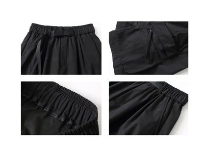 Trendy multi-pocket workwear shorts in a variety of colours, including black, khaki, green, and light grey, with a straight-leg design and ample storage options.
