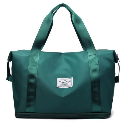 Large capacity travel bag with multiple pockets for fitness, gym, and outdoor activities