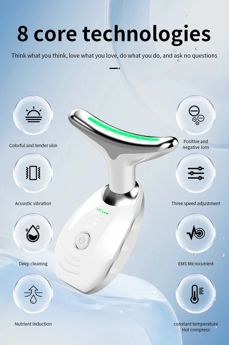 Premium skin tightening and facial massager with LED photon therapy to reduce wrinkles, tighten skin, and improve overall skin health