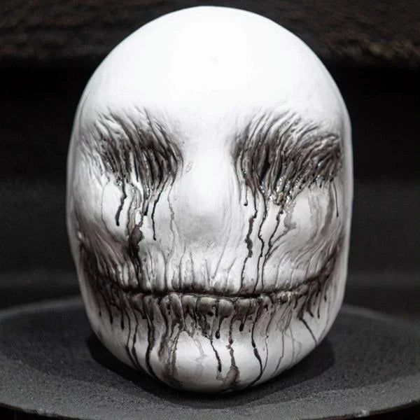 A high-quality latex ghost mask with a chilling and realistic appearance, perfect for Halloween and masquerade parties.