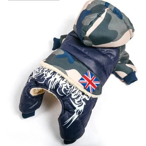 A cosy and stylish dog jacket in various colours, designed to keep canine companions warm and dry during autumn and winter adventures.