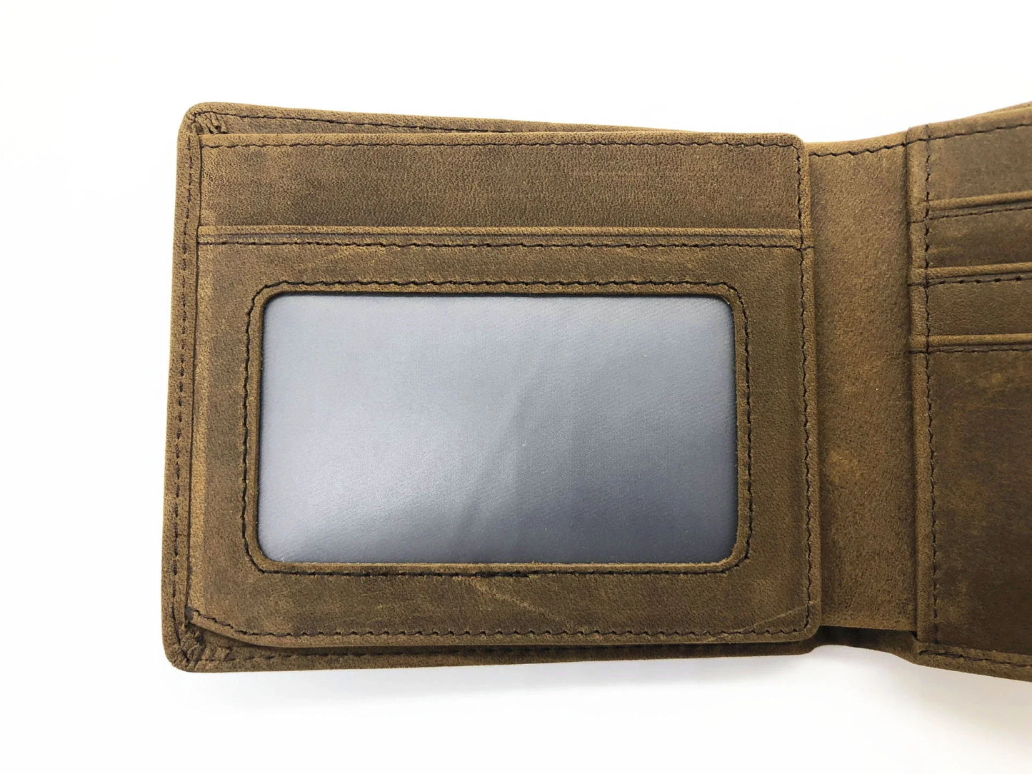 Premium short leather wallet in brown, tan, and black colours for British gentlemen