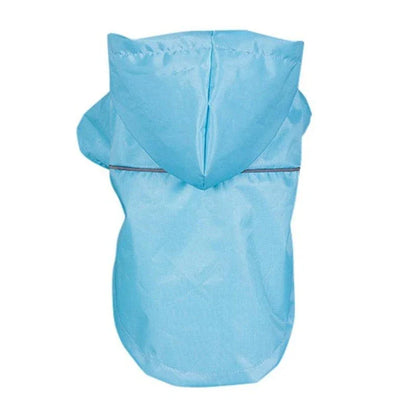 Waterproof reflective hooded raincoat for small and large dogs and cats, available in various sizes and colours