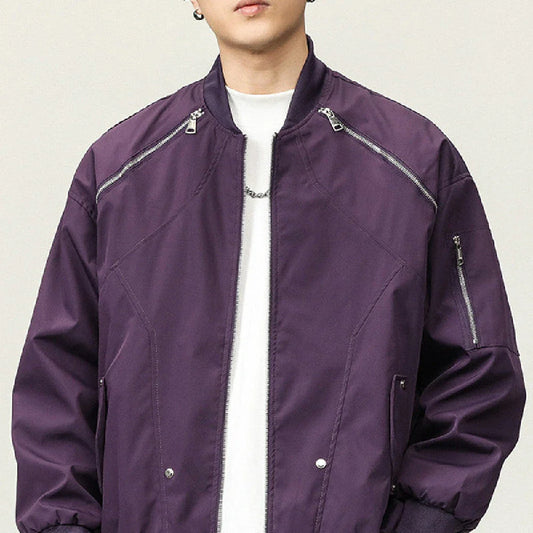 Premium high-street workwear jacket for men in black and purple colours, featuring a sleek, modern silhouette and durable construction.