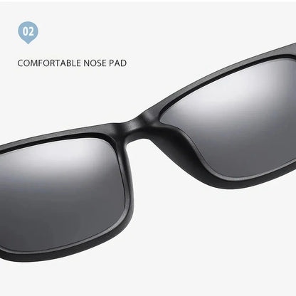 Classic Square Polarised Sunglasses with Plastic Titanium Frame and UV Protection