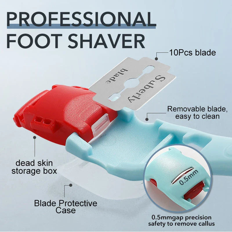 Premium Callus and Corn Remover Set with razor-sharp blade, ergonomic handle, and dander container for effective and hygienic foot care