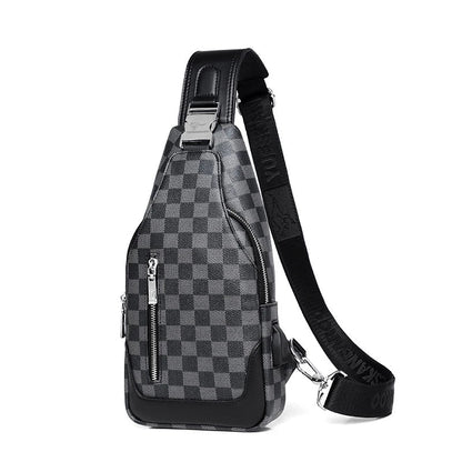 Premium one-shoulder messenger bag made of durable PU leather with secure zipper closure and adjustable strap for active lifestyles