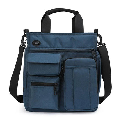 A spacious, versatile shoulder bag in grey colour, designed for business and commuting with a padded laptop compartment
