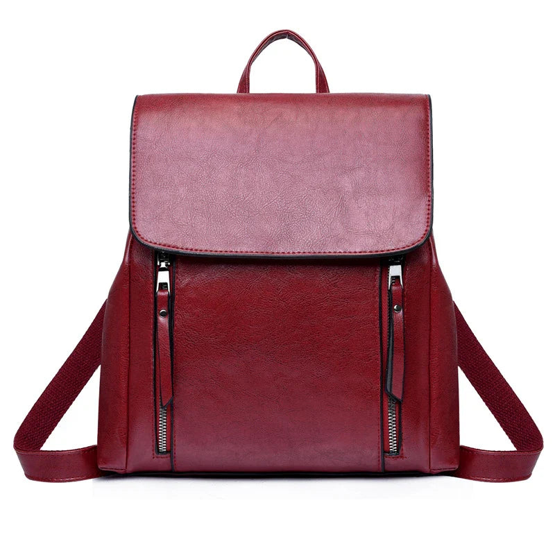 Premium oil-wax women's backpack in various colours, featuring a sleek and vintage-inspired design for a stylish city companion