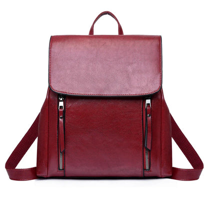 Premium oil-wax women's backpack in various colours, featuring a sleek and vintage-inspired design for a stylish city companion