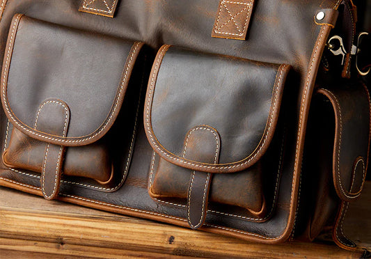 Trendha Men's Personality Leather Postman Handbag - A premium full-grain leather bag with a timeless British design, perfect for the modern gentleman