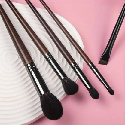 Premium 5-Piece Goat Hair Makeup Brush Set for Flawless Makeup Application
