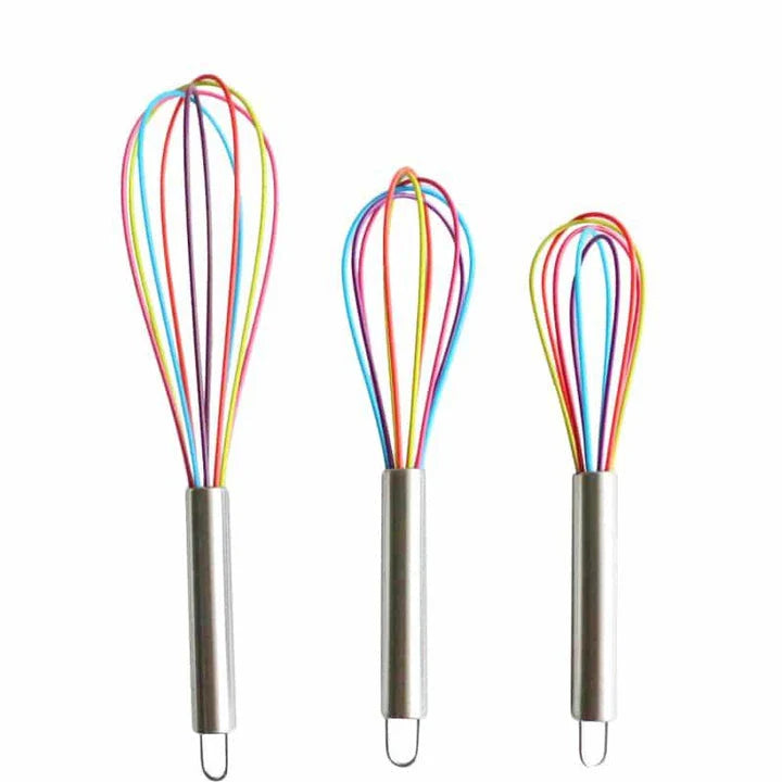 Premium silicone cooking mixer in vibrant colours, with an ergonomic handle and flexible design for effortless blending and mixing