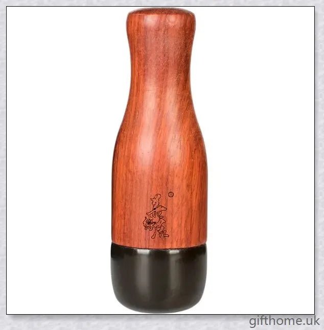 Premium mahogany Bian stone warming moxibustion device with red rosewood accents, designed for traditional Chinese healing practices.