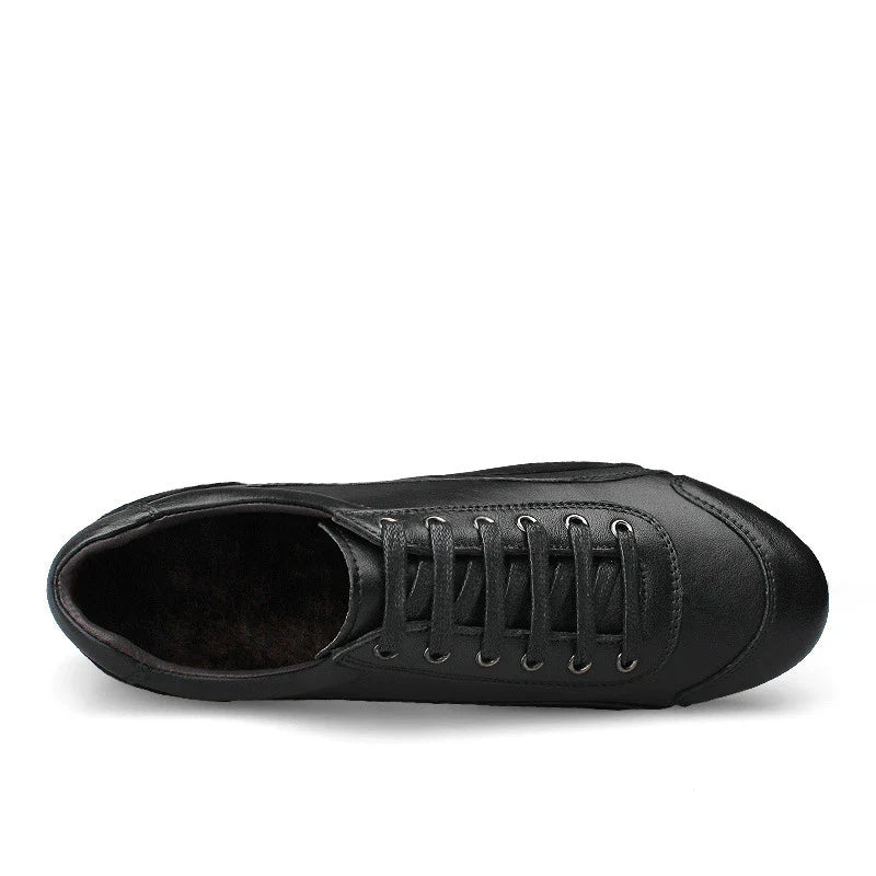 Soft, durable cowhide leather shoes with a rounded toe and car-stitch detailing for a sophisticated business casual look.
