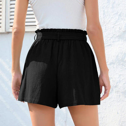Premium Summer Shorts with Ruffled Waist Tie - Stylish and Comfortable Women's Clothing