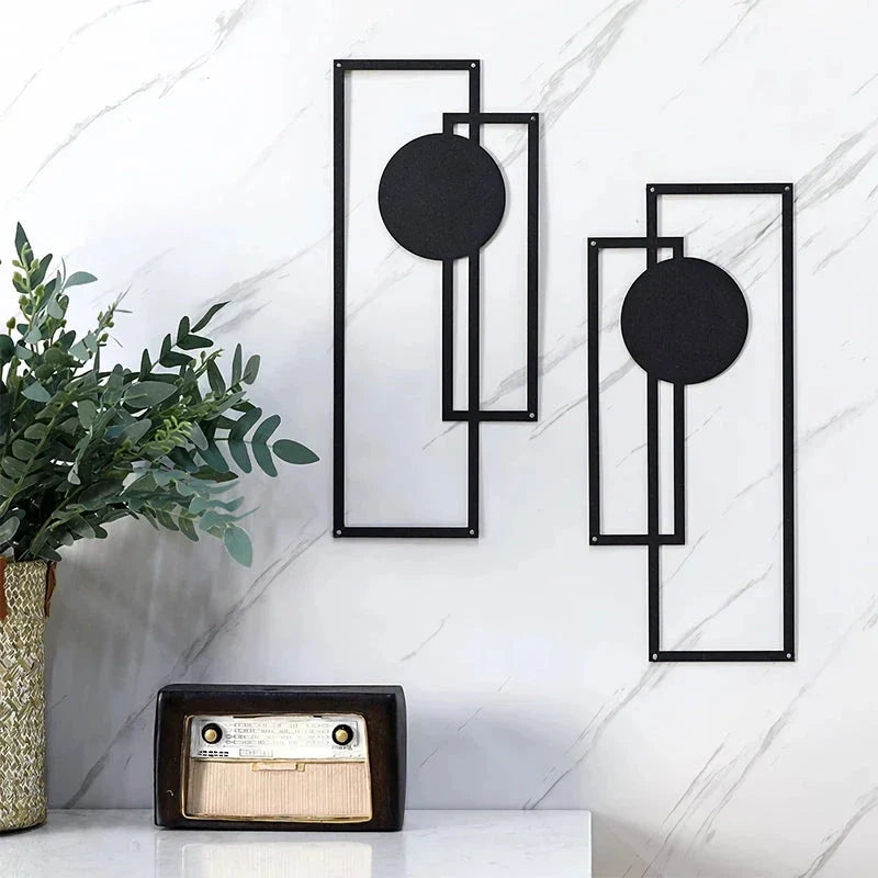 Elegant Nordic-inspired metal wall decor set featuring sleek black silhouette designs