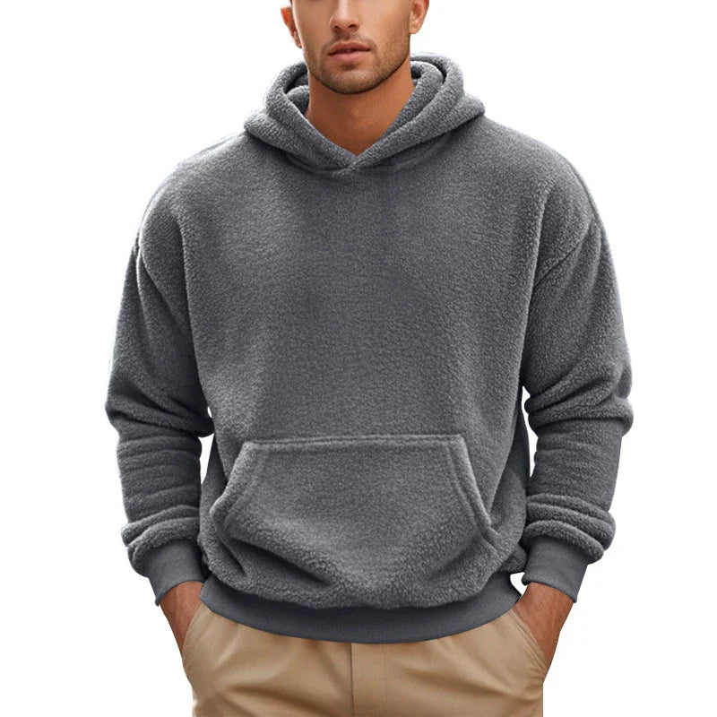 Premium double-faced velvet jumper in a range of sophisticated colours, featuring a relaxed fit and dimensional patch pockets for modern style.