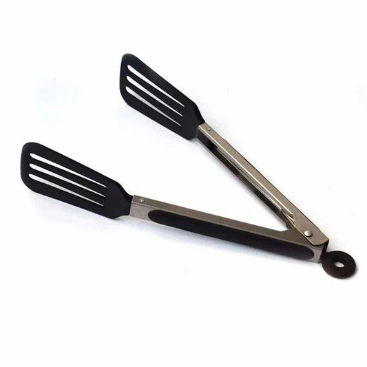 Premium black stainless steel BBQ tongs with a comfortable grip and 27 cm / 10.63 inch length for effortless grilling and food handling