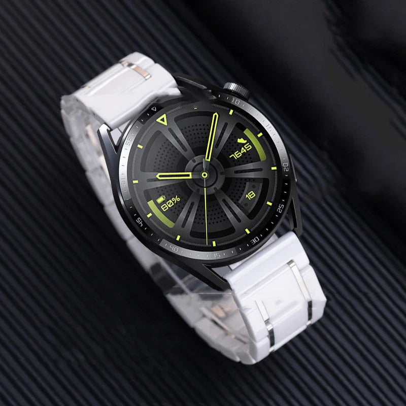 Premium five-pearl ceramic stainless steel black strap for luxury watches, featuring a sleek and sophisticated design
