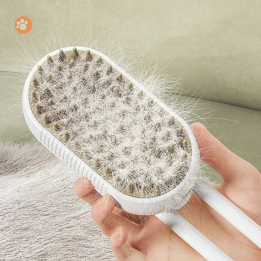 Premium 3-in-1 electric pet grooming brush with self-cleaning mechanism and soothing spray, suitable for cats and dogs