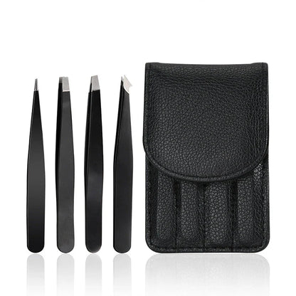 Premium 4-Piece Eyebrow Grooming Set with Precision Tweezers for Brow Shaping and Lash Application