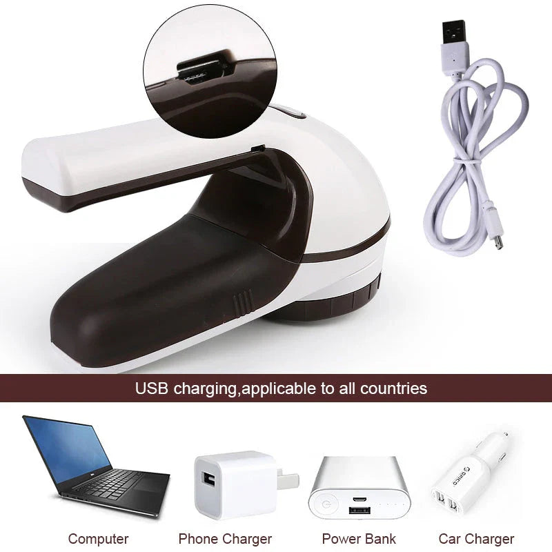 Portable USB Rechargeable 6-Blade Fabric Shaver and Lint Remover for keeping clothes looking fresh