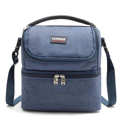 Premium insulated cooler bag with dual compartments for chilled drinks and snacks, made from durable Oxford cloth in a range of stylish colours.