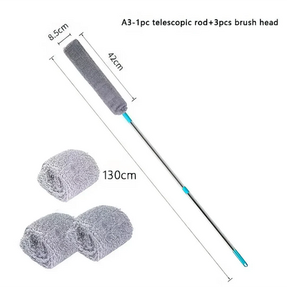 Premium Adjustable Duster for Effortless Household Cleaning - Telescopic Design, Flexible Microfiber Head, Durable Stainless Steel Construction