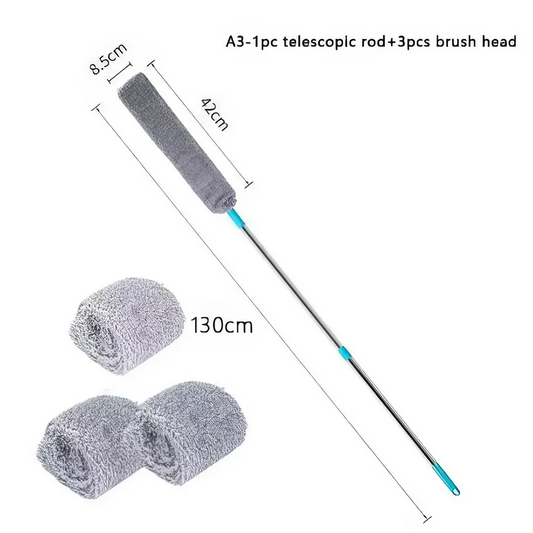 Premium Adjustable Duster for Effortless Household Cleaning - Telescopic Design, Flexible Microfiber Head, Durable Stainless Steel Construction