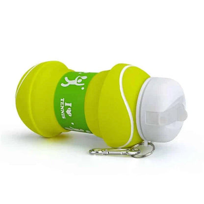 A premium foldable water bottle made of silica gel, suitable for various sports like football, basketball, and tennis