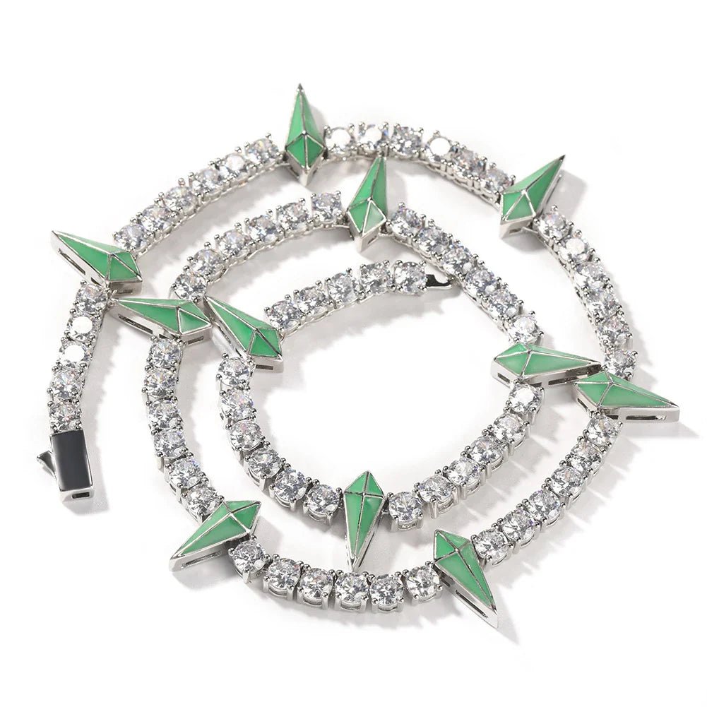 Premium men's zircon necklace with a sleek, geometric design and sparkling stones