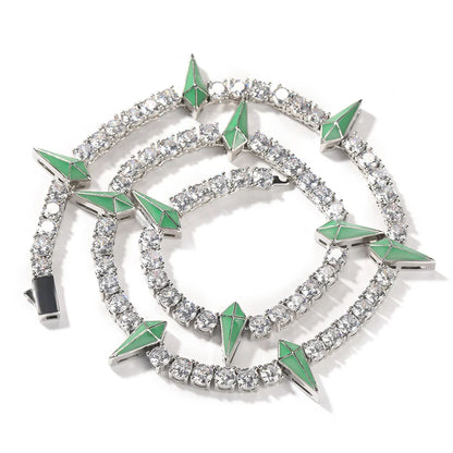 Premium men's zircon necklace with a sleek, geometric design and sparkling stones