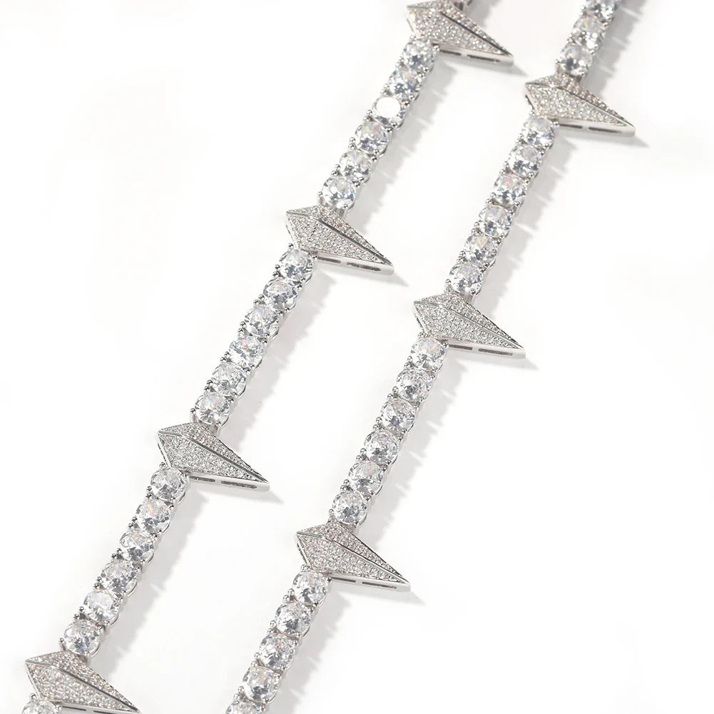 Premium men's copper necklace with zircon stones in a geometric design, available in various lengths and colours