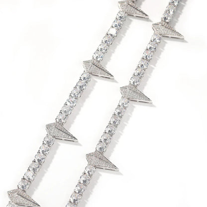 Premium men's copper necklace with zircon stones in a geometric design, available in various lengths and colours