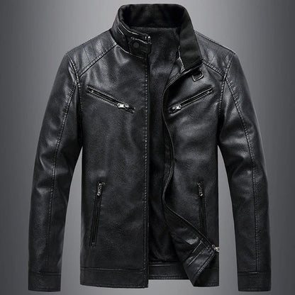Stylish Fleece-Padded Jacket with PU Leather Accents in Various Colours