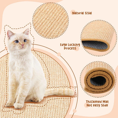 Premium cat scratching mat made with durable sisal fibres, available in multiple sizes to protect furniture from scratches