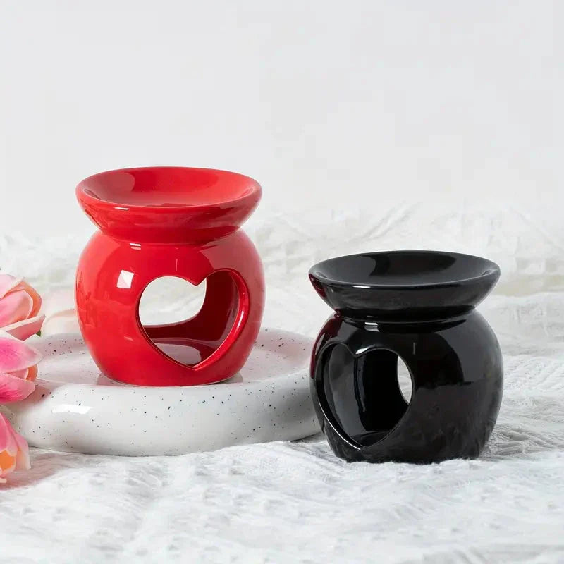 Elegant Nordic-style porcelain essential oil diffuser in red, white, and black colours
