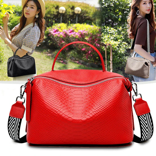 Premium first-layer cowhide leather messenger bag with adjustable strap and multiple compartments for organised storage