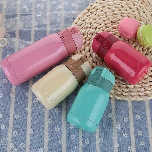 Stylish stainless steel travel thermos with compact and lightweight design, perfect for keeping drinks hot or cold on the go