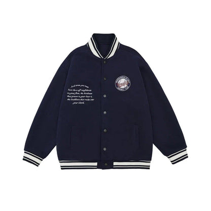 American Retro Embroidered Baseball Jacket with Vintage-Inspired Design and Relaxed Fit