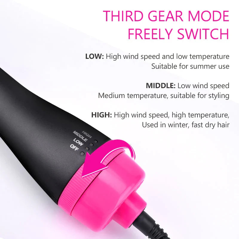 3-in-1 Hair Dryer and Volumizer Brush with Negative Ion Technology for Salon-Quality Styling at Home