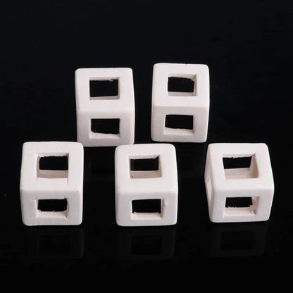 Elegant white ceramic cube aquarium decor with a modern, minimalist design