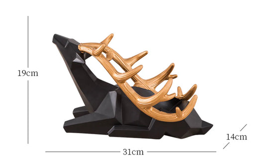 Elegant Nordic-style wine rack with deer decoration, made of high-quality resin for a sleek and durable design