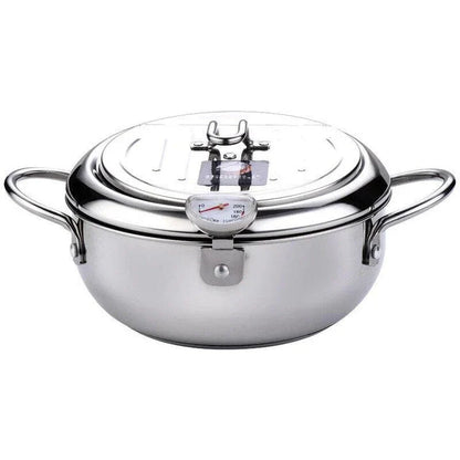 Premium aluminium deep frying pan with wooden handle for even heating and comfortable grip