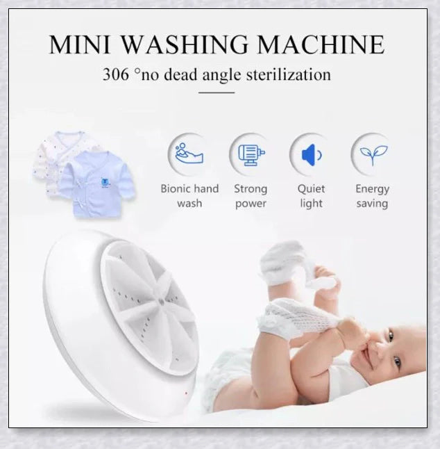 Compact, portable washing machine with customisable water levels and high-power cleaning capabilities