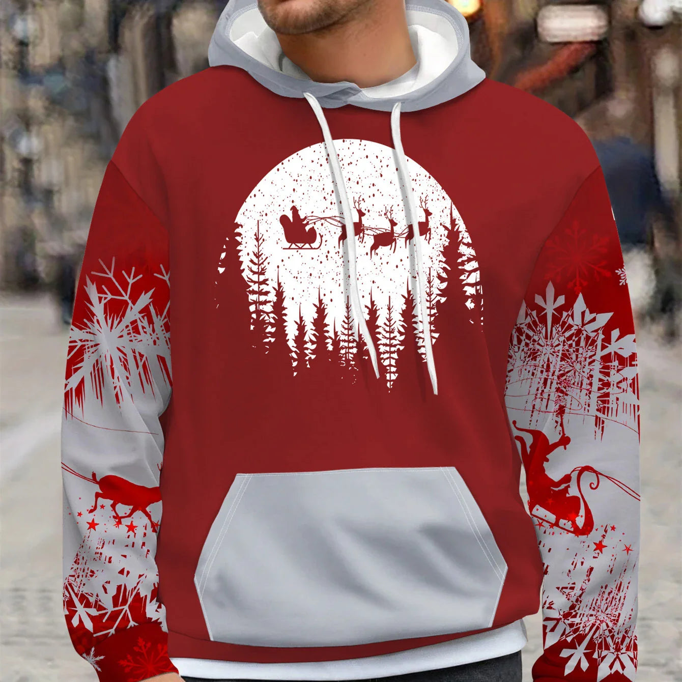 Premium men's festive jumper with delightful digital print design, crafted with premium polyester fibres for cosy, stylish winter wear