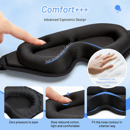 Premium 3D Sleep Mask with Memory Foam - Luxurious Comfort for Uninterrupted Slumber