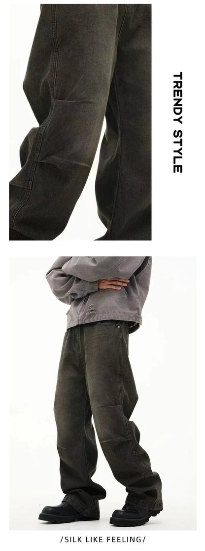 Stylish retro-inspired casual trousers with a distressed finish, available in a range of classic colours and sizes to suit the modern British consumer.